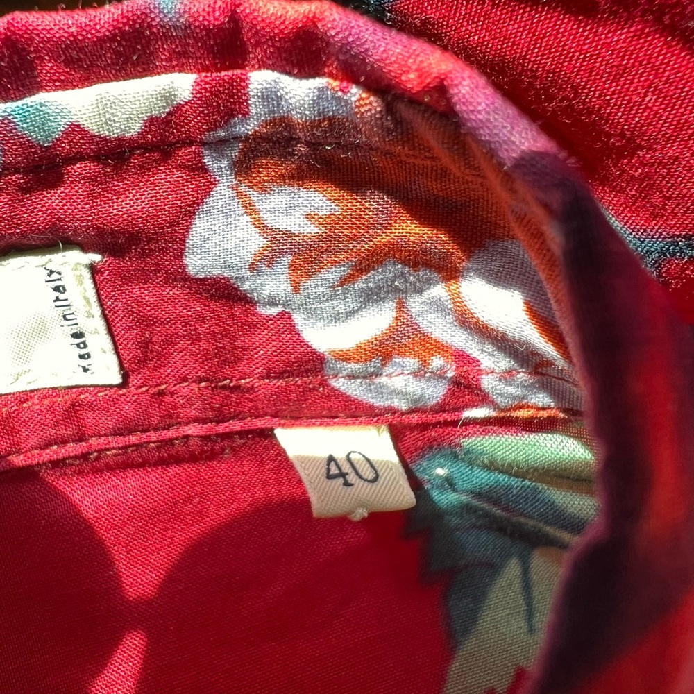 Etro Red Floral 100% Cotton Long Sleeves Lightweight Button Down Collared Top 40 - Picture 7 of 8